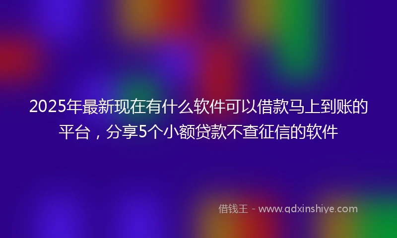 2025年最新现在有什么软件可以借款马上到账的平台，分享5个小额贷款不查征信的软件