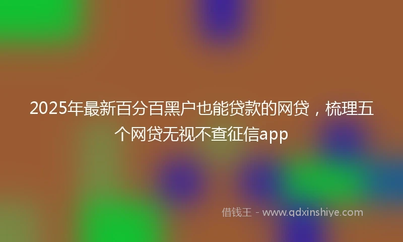 2025年最新百分百黑户也能贷款的网贷，梳理五个网贷无视不查征信app