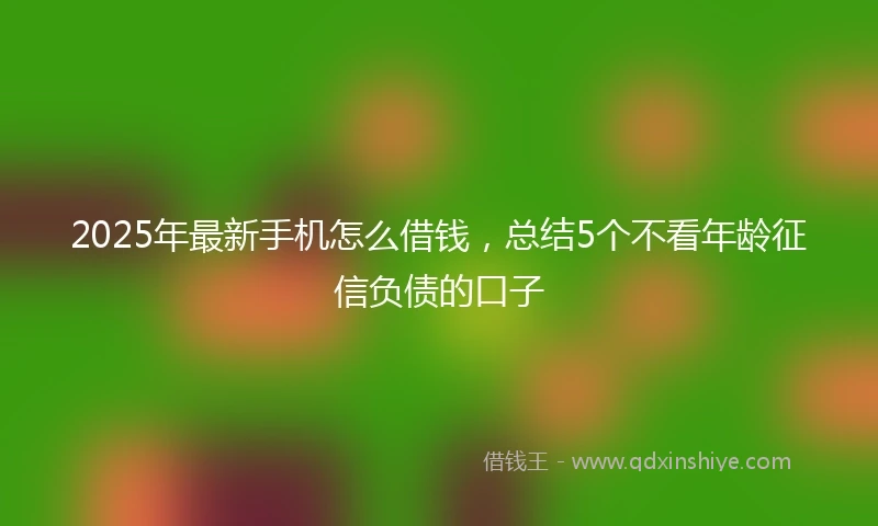2025年最新手机怎么借钱，总结5个不看年龄征信负债的口子