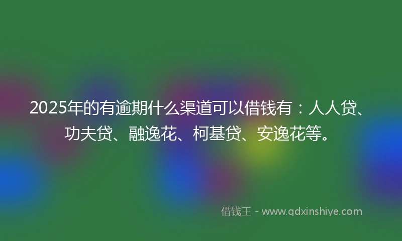 2025年的有逾期什么渠道可以借钱有：人人贷、功夫贷、融逸花、柯基贷、安逸花等。