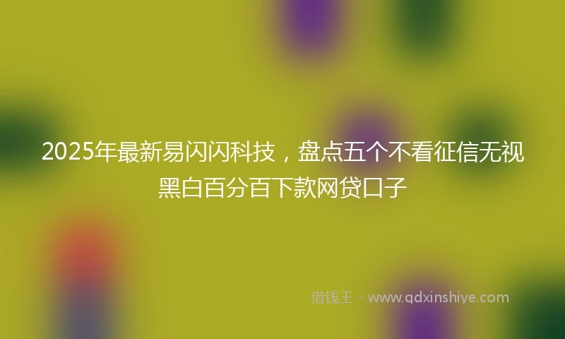 2025年最新易闪闪科技，盘点五个不看征信无视黑白百分百下款网贷口子