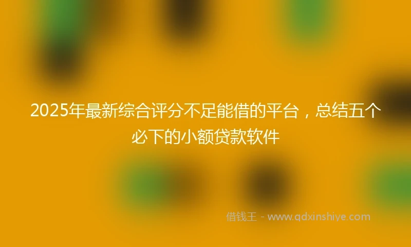 2025年最新综合评分不足能借的平台，总结五个必下的小额贷款软件