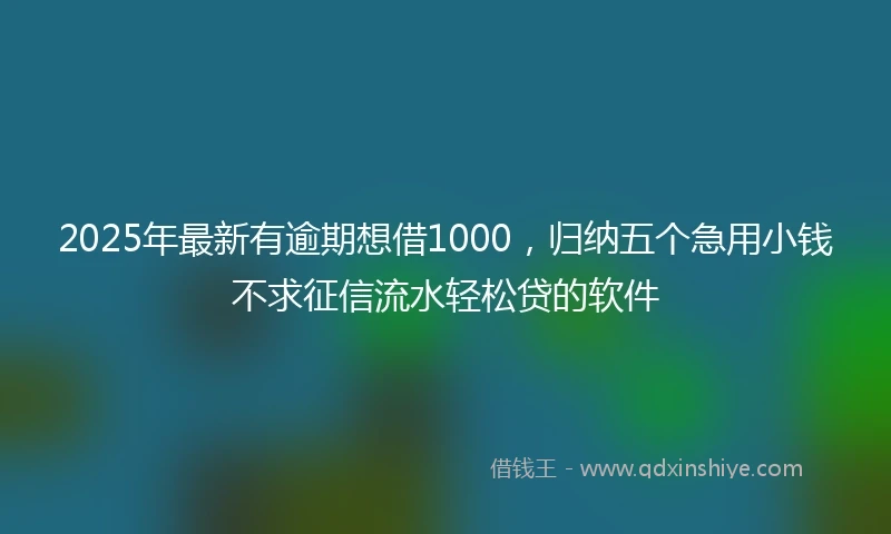 2025年最新有逾期想借1000,归纳五个急用小钱不求征信流水轻松贷的软件
