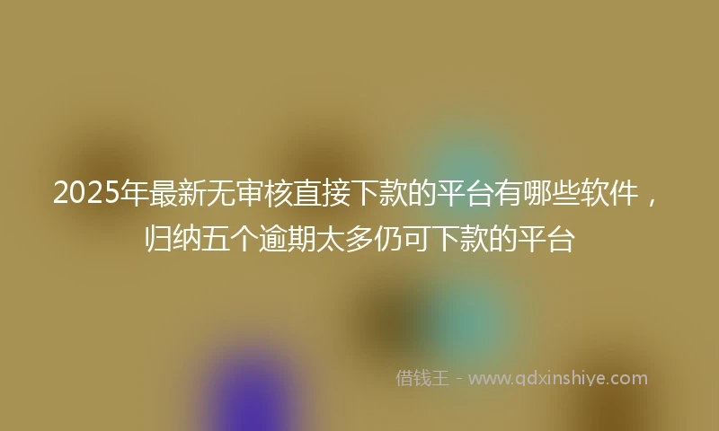 2025年最新无审核直接下款的平台有哪些软件，归纳五个逾期太多仍可下款的平台