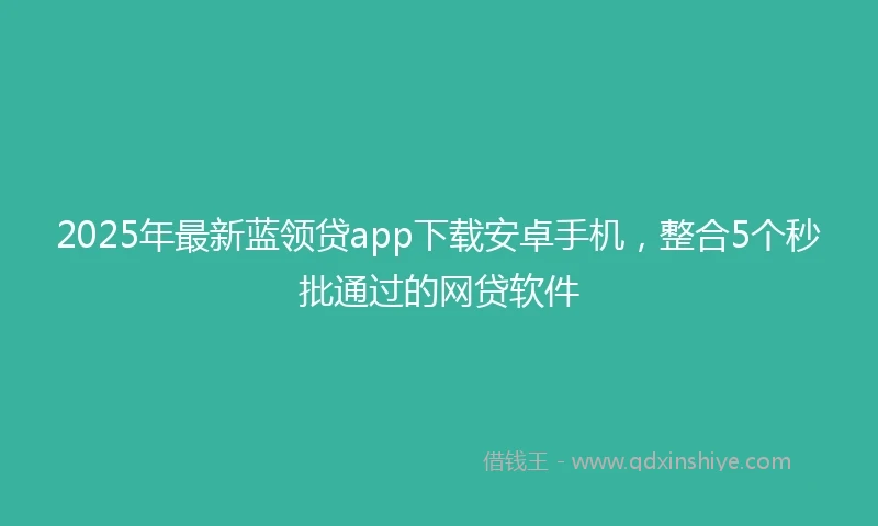 2025年最新蓝领贷app下载安卓手机，整合5个秒批通过的网贷软件