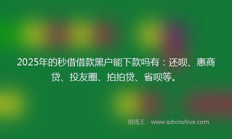 2025年的秒借借款黑户能下款吗有：还呗、惠商贷、投友圈、拍拍贷、省呗等。