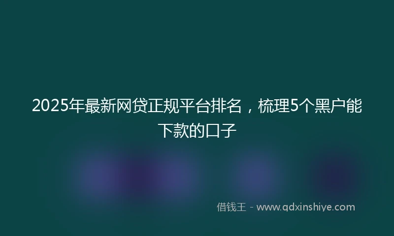 2025年最新网贷正规平台排名，梳理5个黑户能下款的口子