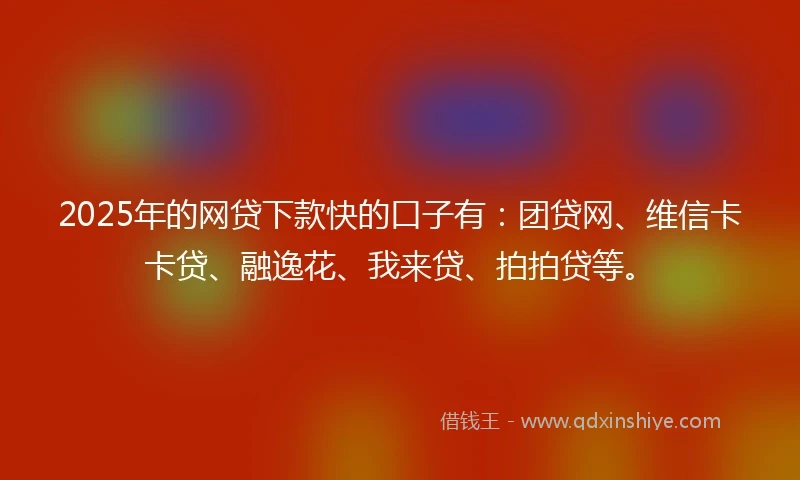 2025年的网贷下款快的口子有：团贷网、维信卡卡贷、融逸花、我来贷、拍拍贷等。