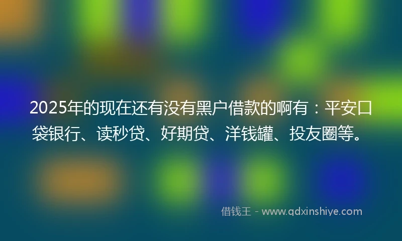 2025年的现在还有没有黑户借款的啊有：平安口袋银行、读秒贷、好期贷、洋钱罐、投友圈等。