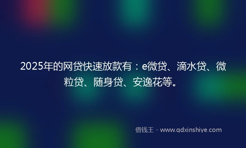 2025年的网贷快速放款有：e微贷、滴水贷、微粒贷、随身贷、安逸花等。