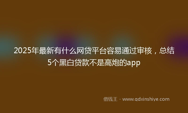 2025年最新有什么网贷平台容易通过审核，总结5个黑白贷款不是高炮的app