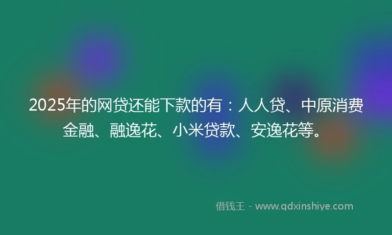 2025年的网贷还能下款的有：人人贷、中原消费金融、融逸花、小米贷款、安逸花等。