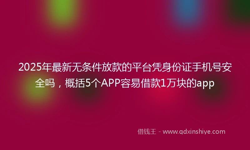 2025年最新无条件放款的平台凭身份证手机号安全吗，概括5个APP容易借款1万块的app