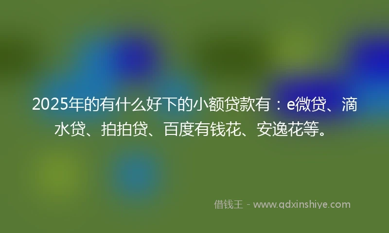 2025年的有什么好下的小额贷款有:e微贷、滴水贷、拍拍贷、百度有钱花、安逸花等。