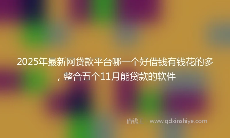 2025年最新网贷款平台哪一个好借钱有钱花的多，整合五个11月能贷款的软件