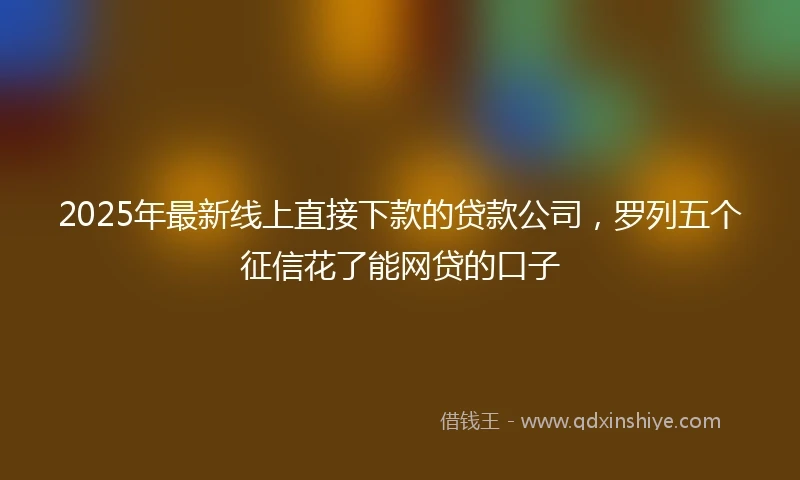 2025年最新线上直接下款的贷款公司，罗列五个征信花了能网贷的口子