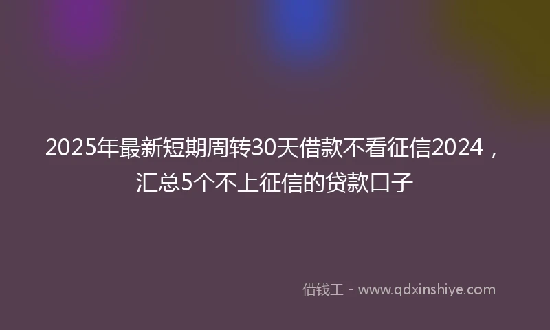 2025年最新短期周转30天借款不看征信2024，汇总5个不上征信的贷款口子