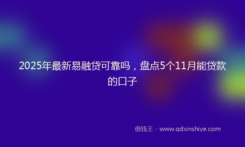 2025年最新易融贷可靠吗，盘点5个11月能贷款的口子