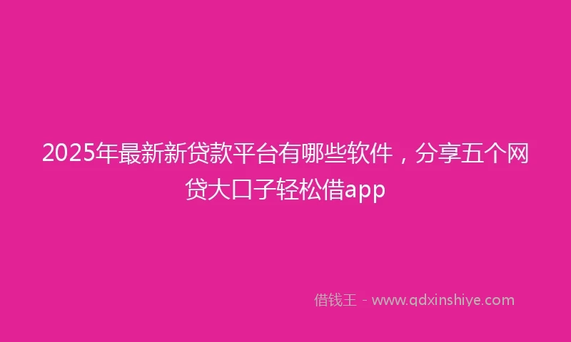 2025年最新新贷款平台有哪些软件，分享五个网贷大口子轻松借app