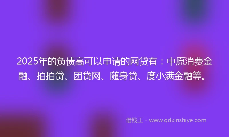 2025年的负债高可以申请的网贷有：中原消费金融、拍拍贷、团贷网、随身贷、度小满金融等。