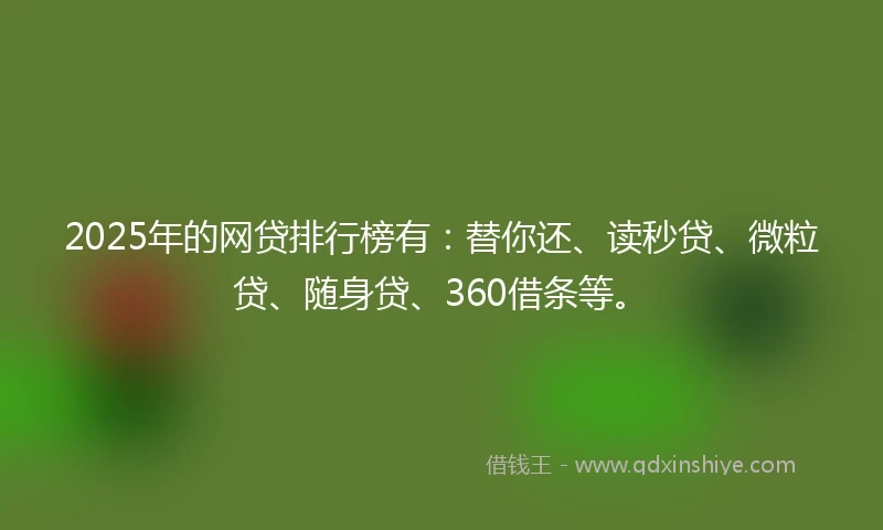 2025年的网贷排行榜有：替你还、读秒贷、微粒贷、随身贷、360借条等。