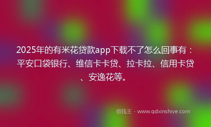 2025年的有米花贷款app下载不了怎么回事有：平安口袋银行、维信卡卡贷、拉卡拉、信用卡贷、安逸花等。