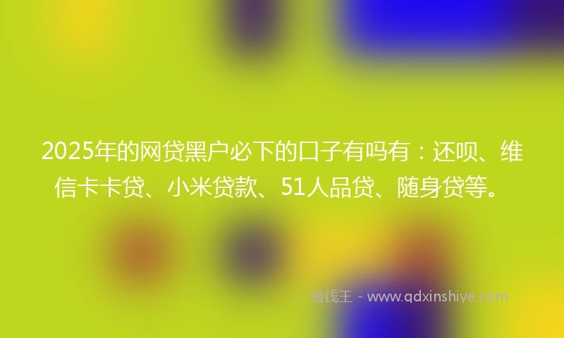2025年的网贷黑户必下的口子有吗有：还呗、维信卡卡贷、小米贷款、51人品贷、随身贷等。