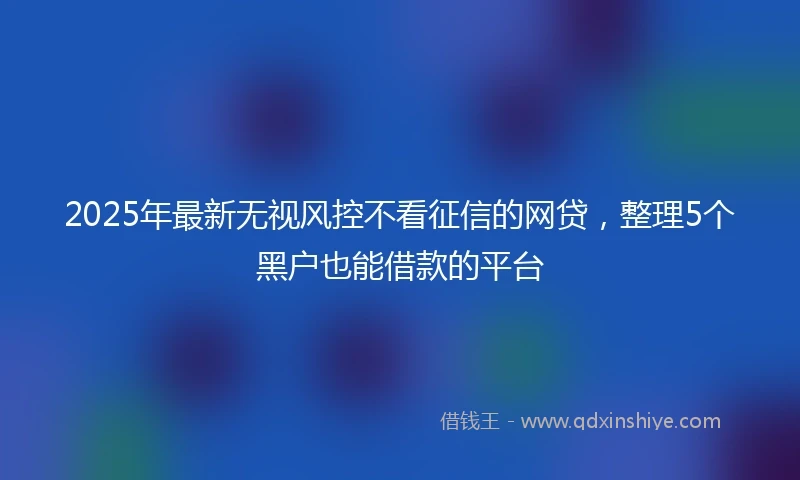 2025年最新无视风控不看征信的网贷，整理5个黑户也能借款的平台