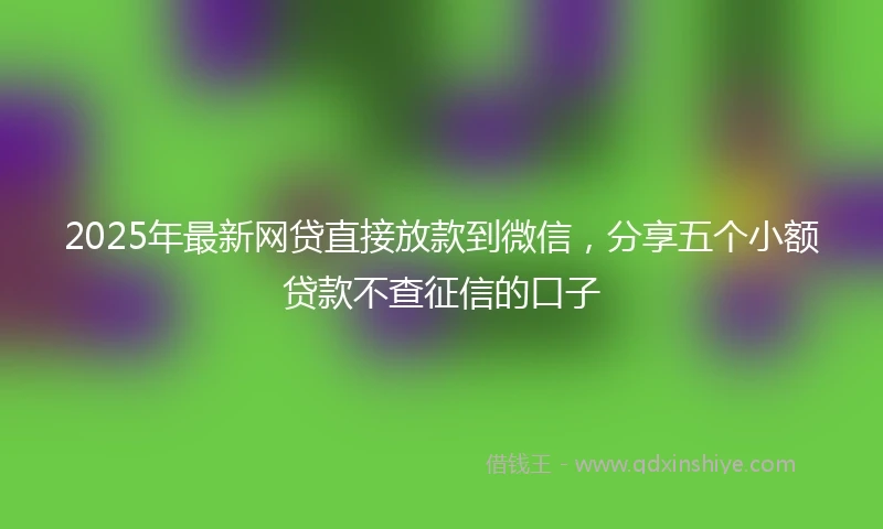 2025年最新网贷直接放款到微信，分享五个小额贷款不查征信的口子