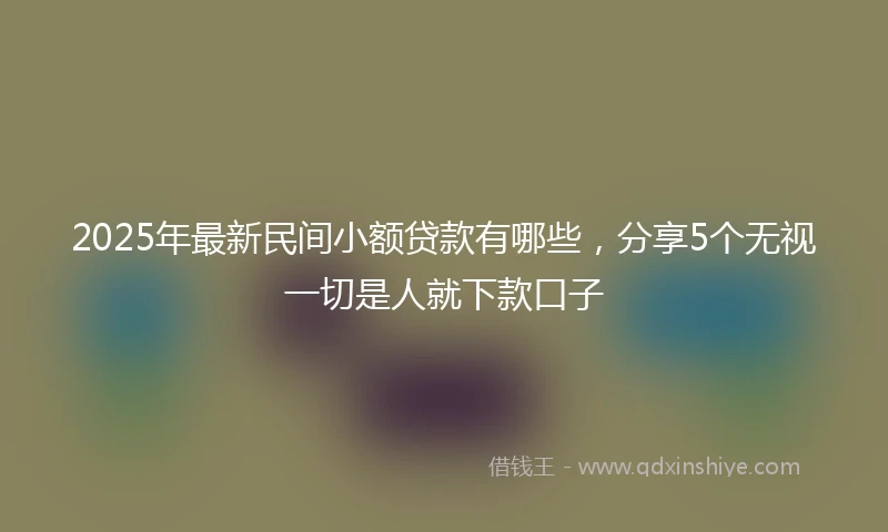 2025年最新民间小额贷款有哪些，分享5个无视一切是人就下款口子