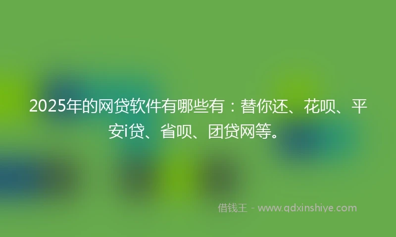 2025年的网贷软件有哪些有：替你还、花呗、平安i贷、省呗、团贷网等。