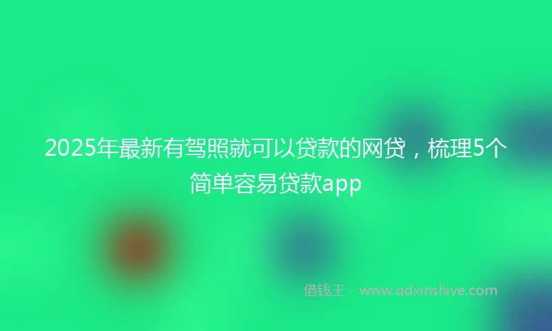 2025年最新有驾照就可以贷款的网贷，梳理5个简单容易贷款app
