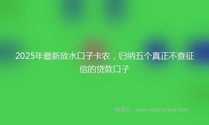 2025年最新放水口子卡农，归纳五个真正不查征信的贷款口子