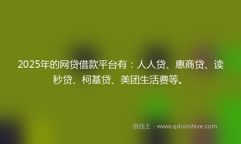2025年的网贷借款平台有：人人贷、惠商贷、读秒贷、柯基贷、美团生活费等。