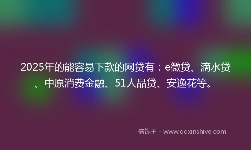 2025年的能容易下款的网贷有：e微贷、滴水贷、中原消费金融、51人品贷、安逸花等。