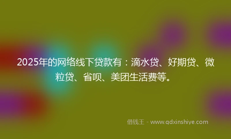2025年的网络线下贷款有：滴水贷、好期贷、微粒贷、省呗、美团生活费等。