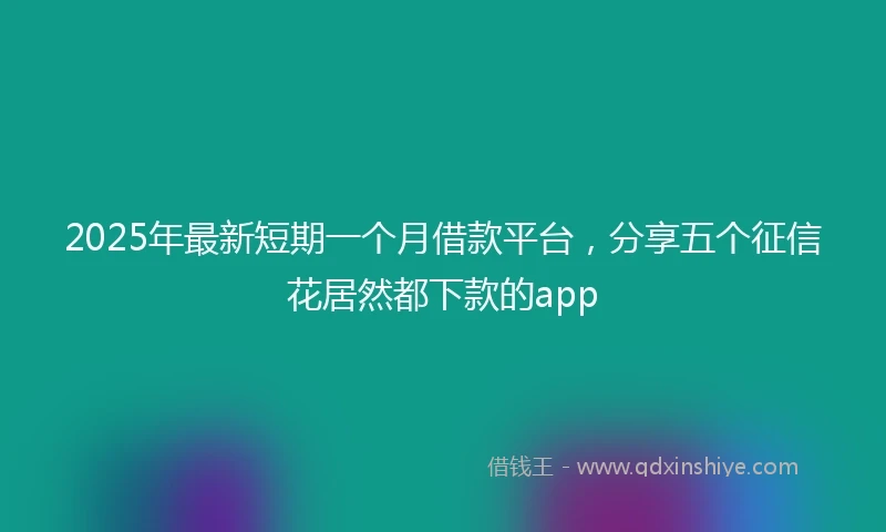 2025年最新短期一个月借款平台，分享五个征信花居然都下款的app