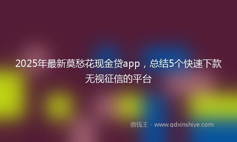 2025年最新莫愁花现金贷app，总结5个快速下款无视征信的平台