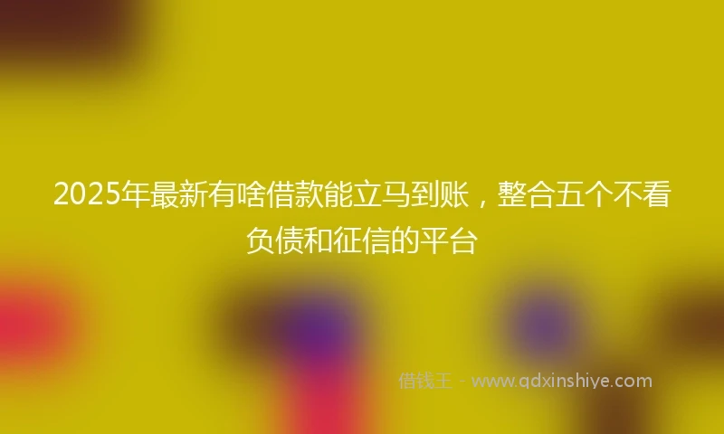 2025年最新有啥借款能立马到账,整合五个不看负债和征信的平台
