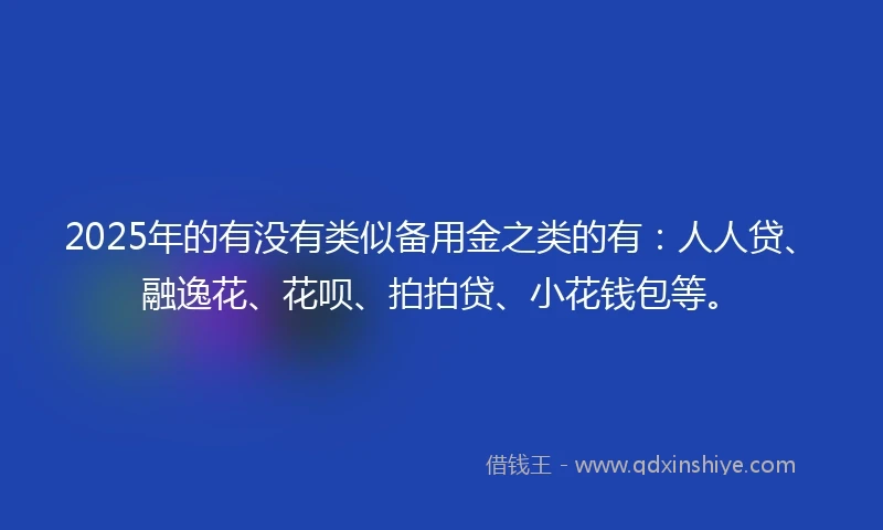 2025年的有没有类似备用金之类的有：人人贷、融逸花、花呗、拍拍贷、小花钱包等。