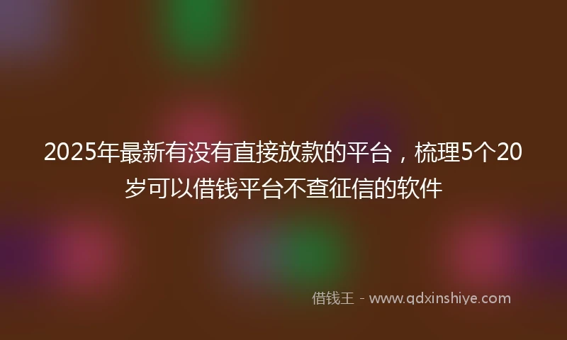 2025年最新有没有直接放款的平台，梳理5个20岁可以借钱平台不查征信的软件
