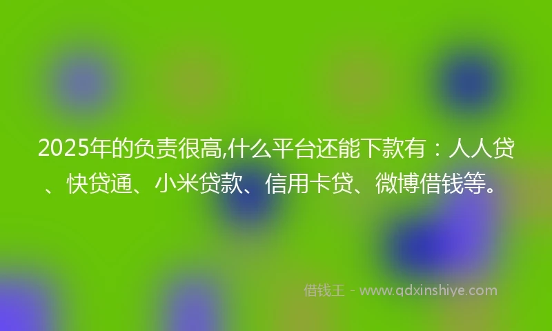 2025年的负责很高,什么平台还能下款有：人人贷、快贷通、小米贷款、信用卡贷、微博借钱等。