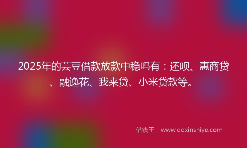 2025年的芸豆借款放款中稳吗有：还呗、惠商贷、融逸花、我来贷、小米贷款等。