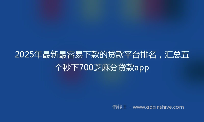 2025年最新最容易下款的贷款平台排名,汇总五个秒下700芝麻分贷款app