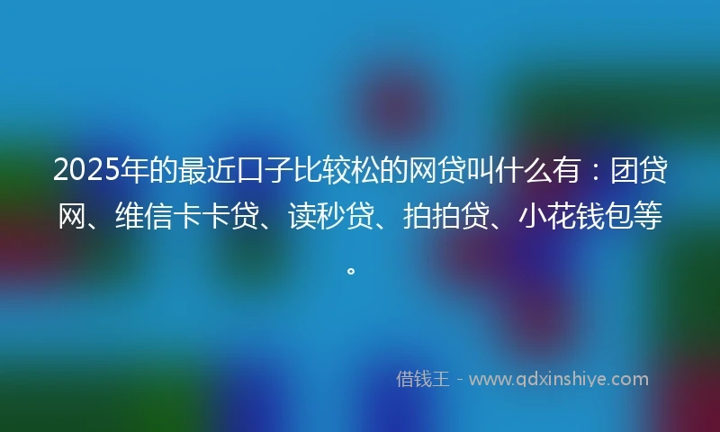 2025年的最近口子比较松的网贷叫什么有：团贷网、维信卡卡贷、读秒贷、拍拍贷、小花钱包等。