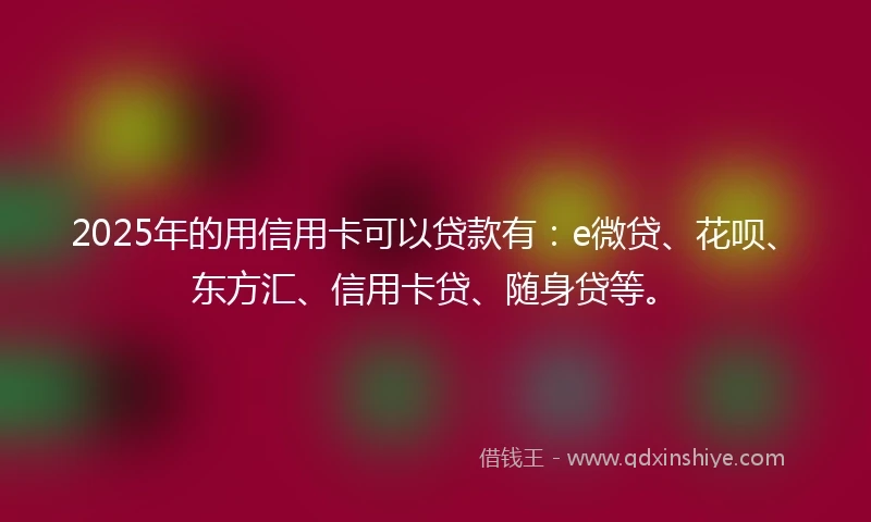 2025年的用信用卡可以贷款有：e微贷、花呗、东方汇、信用卡贷、随身贷等。
