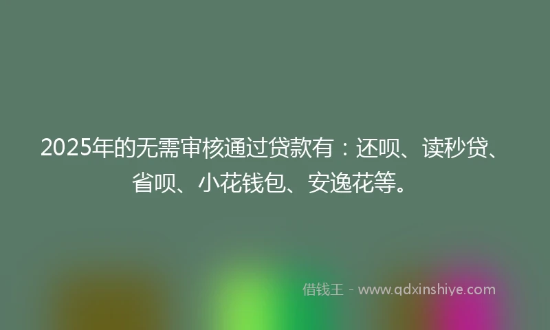 2025年的无需审核通过贷款有：还呗、读秒贷、省呗、小花钱包、安逸花等。