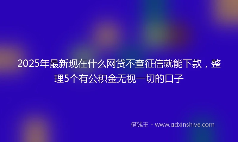 2025年最新现在什么网贷不查征信就能下款，整理5个有公积金无视一切的口子