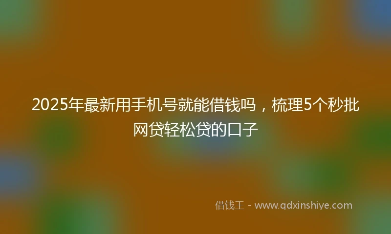 2025年最新用手机号就能借钱吗，梳理5个秒批网贷轻松贷的口子