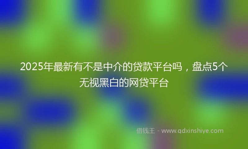 2025年最新有不是中介的贷款平台吗，盘点5个无视黑白的网贷平台